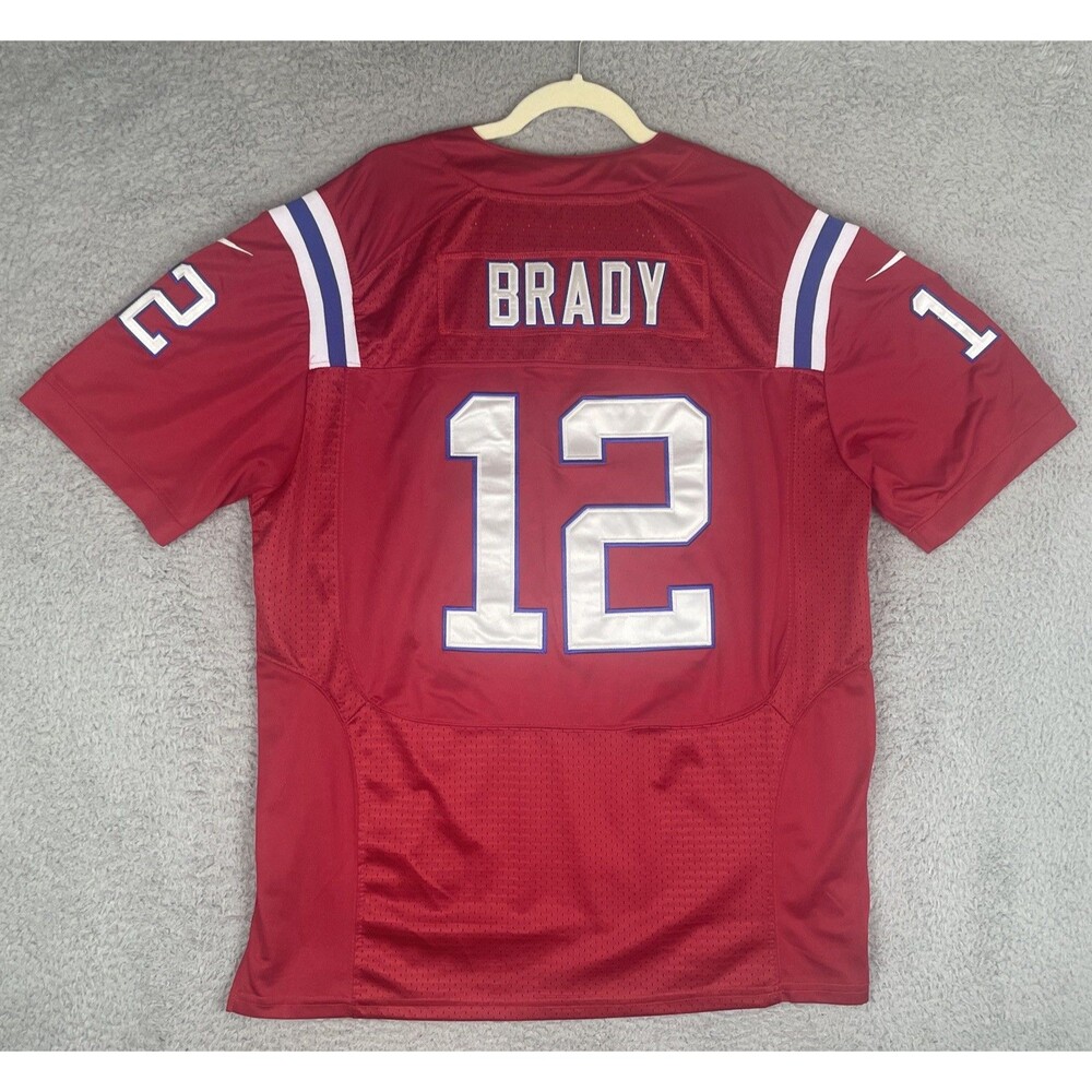 VTG Nike Elite Jersey Tom Brady #12 New England Patriots Mens 50 XL Red READ
